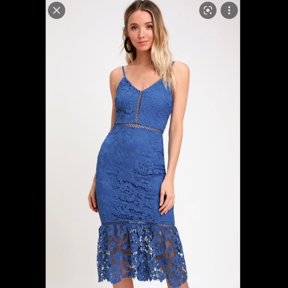 Lulus Taliah Blue Lace Midi Dress XL